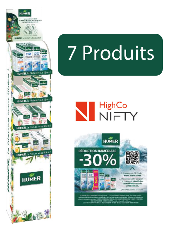 Pr&eacute;sentoir Humer, 7 r&eacute;f&eacute;rences, coupon Nifty -30&nbsp;%